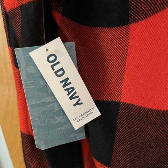 Old Navy Girls - XL 14 - Red & Black Plaid Tunic-Length Shirt - Button Front New - Picture 5 of 5